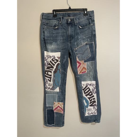 Levi’s 514 x The Bunny Stitch Co. Straight Leg 34x30 Janis Joplin Patchwork - Picture 1 of 12